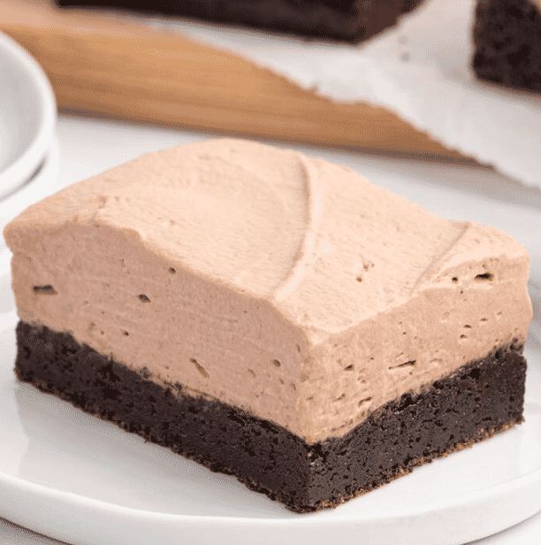 Chocolate Mousse Brownies cut into squares