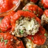 Mozzerella stuffed meatballs with homemade  tomato sauce recipe